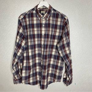 J Crew Classic Button Plaid Down Shirt Size Large